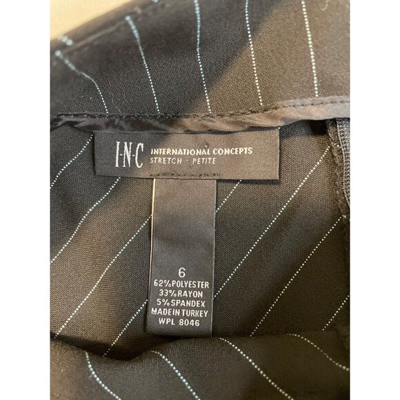 INC International Concepts Black Pinstripe Patterned A Line Short Skirt Sz 6 - Picture 8 of 8